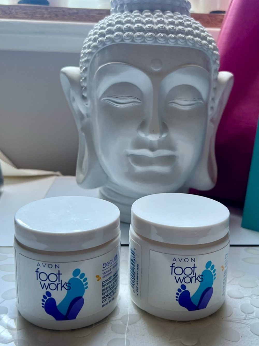 Avon Foot Works Foot Cream - White with Blue Teal Accents